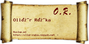 Ollár Réka névjegykártya